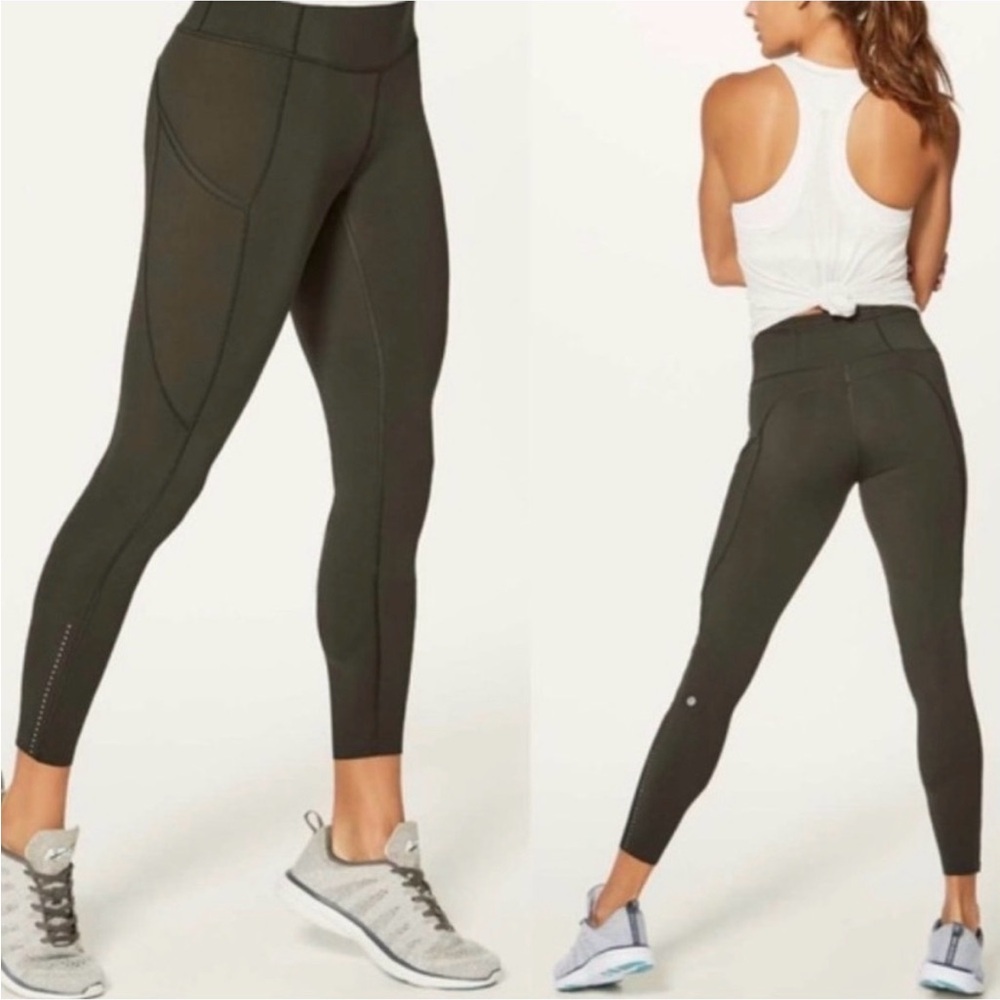 Lululemon Fast and Free Tight II 25” – Dark Olive – Size 6 – Running Leggings